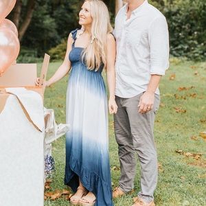 Blue and white ombré maxi dress